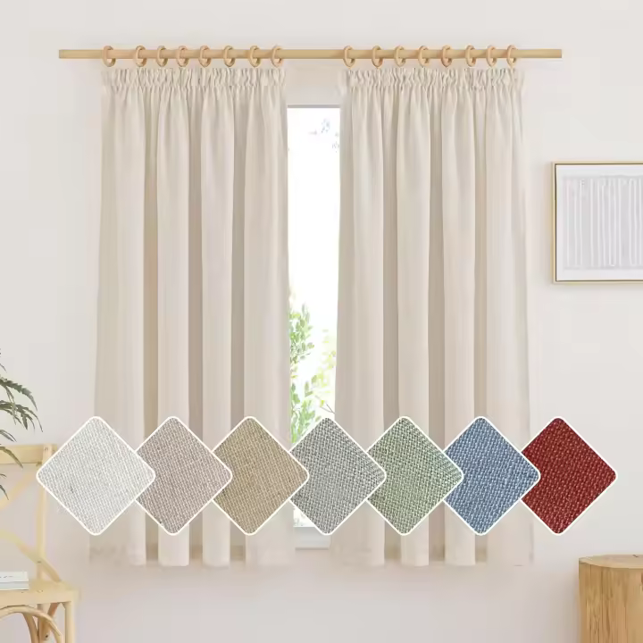 Cortina Lino Cortinas Salon 2 Piezas 140x245cm(AnchoxAlto) Cortinas Translúcidas con Ganchos para Riel Cortinas Boho para Comedor Linen Curtains for Living Room, Beige - 1