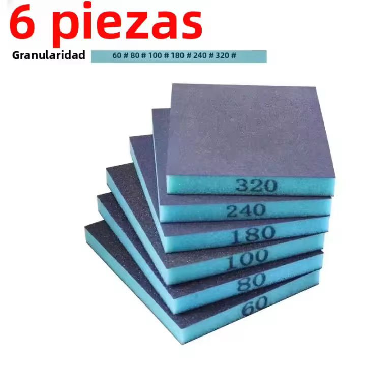 6pcs Esponja De Arena De Gritos Reutilizable Y Lavable Bloques De Arena Para Metal Y Madera Herramienta Abrosiva Para Pulido - 1