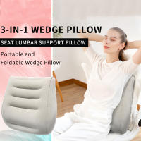 Cojín De Lumbar Inflable Gris Para Viajes De Larga Duración Cojín De Asiento De PU Para Avión Y Rail Cuello De Silla De Oficina Almohada De Lumbar De Tela Flocada - details 0