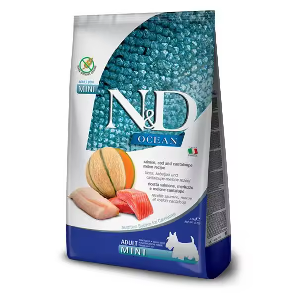 FARMINA N&D DOG OCEAN SALMON BACALAO MINI 2,5KG / Alimento completo para perros adultos - 1