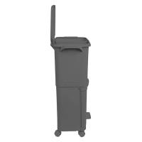 Papelera de reciclaje de clasificación selectiva con pedal, rudas y asa de doble compartimentos Color Negro antracita de 38L (24L + 14L) - details 5