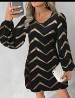 Nuevo Vestido Largo De Moda Para Mujer Con Cuello U Y Mangas En Burbuja De Talla Rodilla Para Otoño E Invierno Casual - details 0