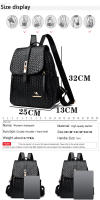 Mochila De Cuero Para Mujer LANYIBAIGE Estilo Vintage Casual Día Escuela Bolsa De Mano Negra Con Cierre De Cremallera - details 3