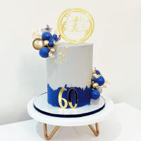 Toppers De Pastel De Boda Aniversario Cumpleaños Fiesta De Baño De Novia Decoración De Pelota Azul Y Oro Simplicidad Para Fiestas Y Eventos - details 4
