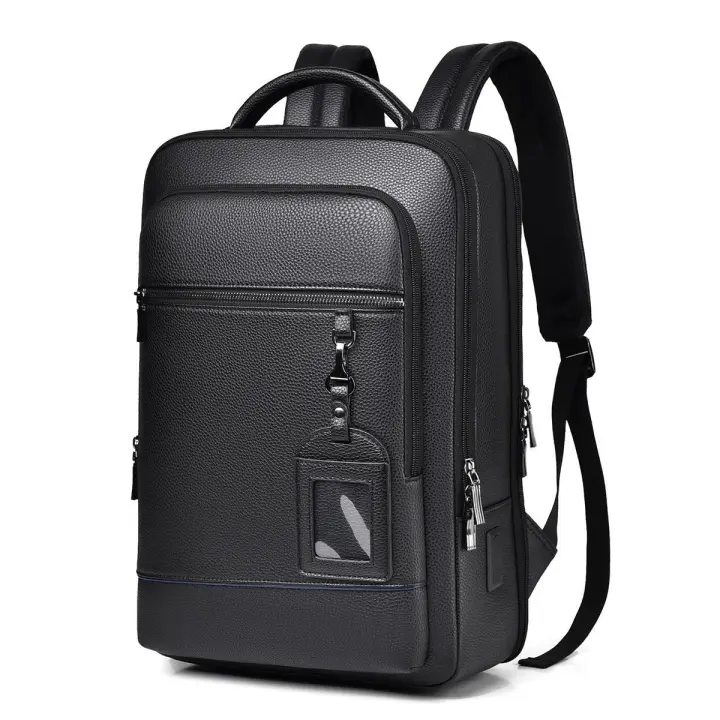 New Business Mens Genuine Leather School Backpack Laptop Travel Waterproof Bag K - 1