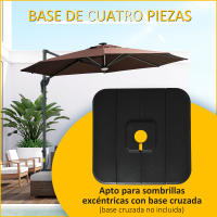 Outsunny Base de Sombrilla de 4 Piezas Rellenable de Agua 90 kg o Arena 130 kg Pesos para Base Cruzada de Parasol para Jardín Terraza Patio 98x98x13 cm Negro - details 4