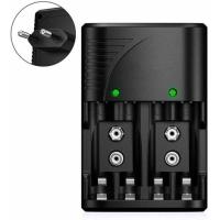 Cargador de badería universal AA/AAA/9 V, Cargador rápido para baderías recargables AA/AAA NI-MH or 9 V with LED indicador, Voltaje Mundial de 100-240 V - details 0