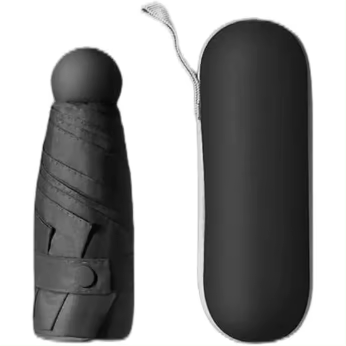 J.S ONDO Paragua MINI PARA SOL CON FUNDA PARA BOLSILLO,8 VARRILLAS RESISTENTE AL VIENTO, Paraguas UV con Funda de Cápsula Paraguas Plegable con Bolsa para Paraguas y Estuche de Viaje - 1