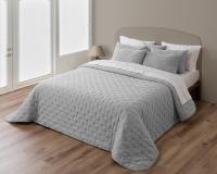Colcha Alcohado Color Celeste Rosa Gris adecuado para vestir la cama todo el año,combinar con aulquier tipo de decoración - details 1