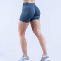 Shorts De Yoga Sin Costuras 4.5" Para Mujer Con Efecto Scrunch Y Levantamiento De Glúteos Pantalones De Gimnasio Para Correr Tejidos De Nylon Y Spandex Tallas XS a XL - details 21