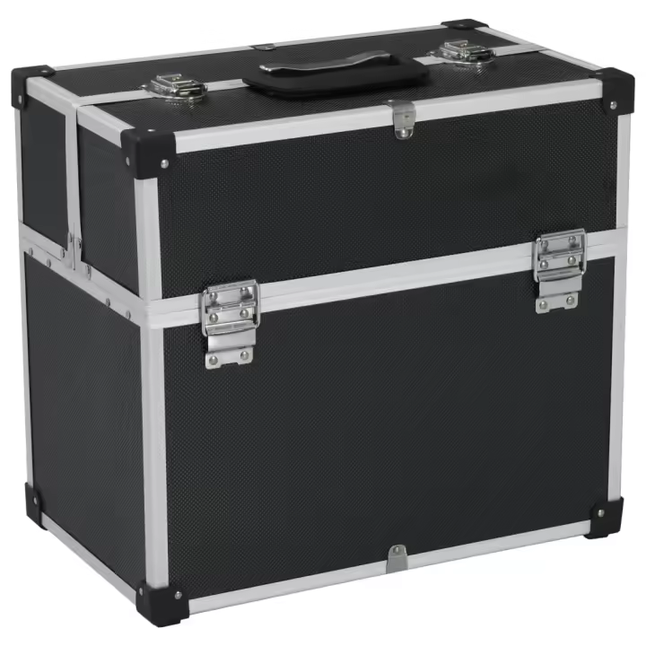 vidaXL Caja de herramientas aluminio negro 38x22,5x34 cm - 1