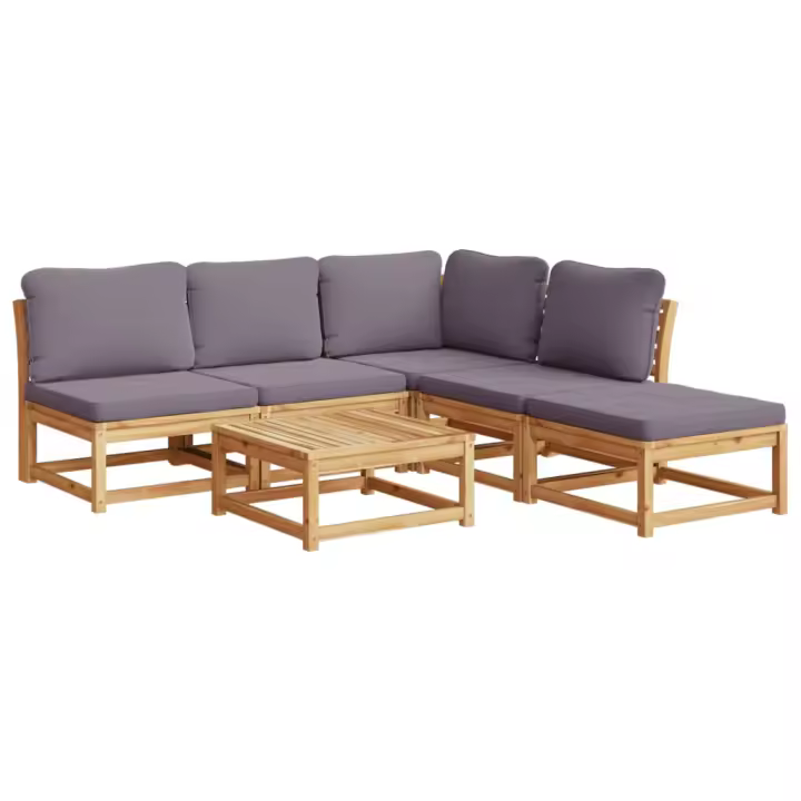 vidaXL Juego de muebles jardín 6 pzas con cojines madera maciza acacia - 1