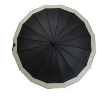 J.S ONDO PARAGUAS LARGOS LISOS CON BORDE BEIGE 16 VARILLAS ANTIVIENTOS Paraguas automático de bastón resistente al viento, paragua grande FUERTES NUEVO 2025 - details 13