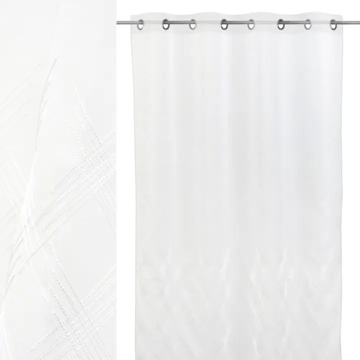 Plushome Visillo Dolly Bordado Artifice 140 X 260 Cm,100% Poliéster. Gramaje: 75 Gr/M2. 8 Anillas Cromadas. Luz Anillas 4 Cm. - 1
