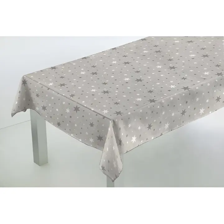 Mantel Hulehule Tex - Resinado Teflón Estampado Estrellas Gris y Blanco Antimanchas Impermeable Fácil de Limpiar - STARS - 1