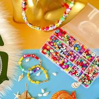 Set De Abalorios De Arcilla Polimérica 15Celdas Con Espaciadores De Frutas Y Caras Sonrientes Hilo Elástico Bundle De Caja - details 5