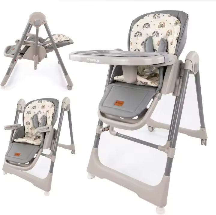 Twinly - Trona Evolutiva bebé 3 en 1 Hamaca columpio y balancín multifunción Movity / 0m+ - 15kg / Reclinable, Plegable y ajustable – Reductor Arnés 5 puntos y Bandeja extraíble - 1