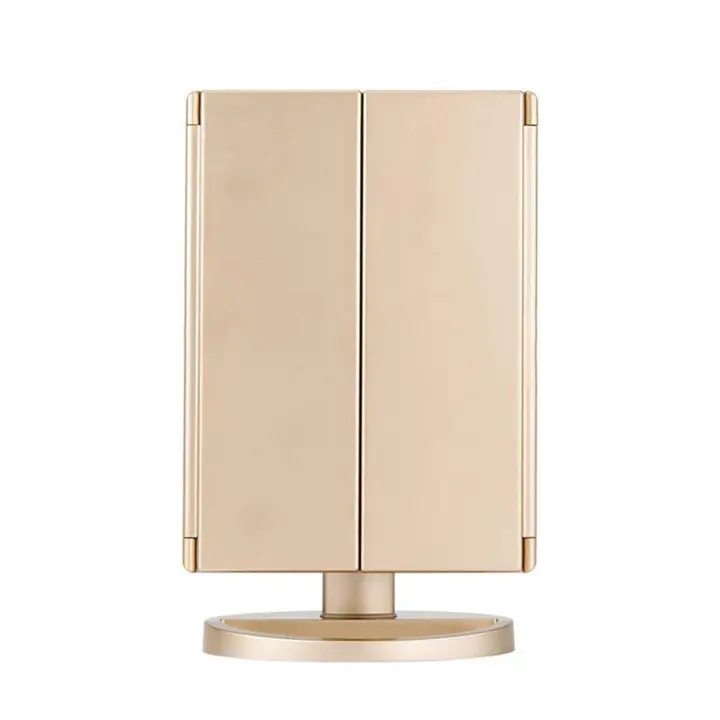 Espejo de Maquillaje con LED, Iluminado Espejo de Mesa Luz con Ampliación 1X / 2X / 3X Plegable Espejo de la Vanidad Rotación 180° Pantalla Táctil Espejo Cosmético para Hombre y Mujer - 1