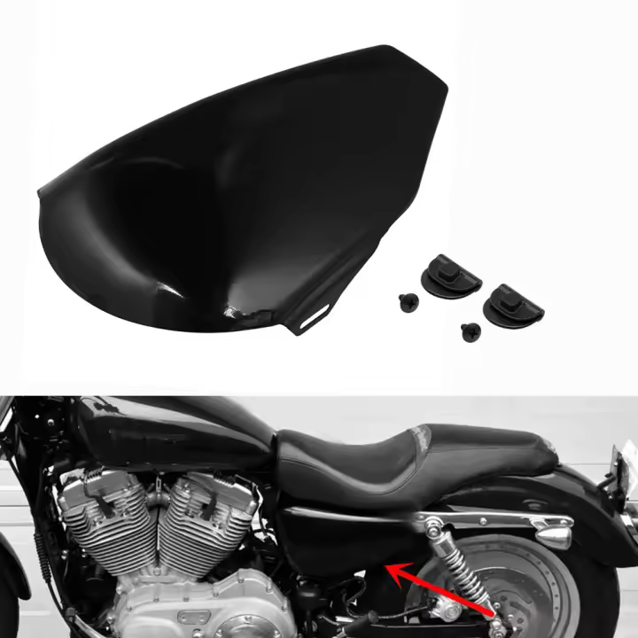Cubierta De Batería Negra Para Motocicleta Harley Sportster XL 1200 Iron 883 Custom Forty Eight 2014-2022 Con Clip Izquierdo - 1