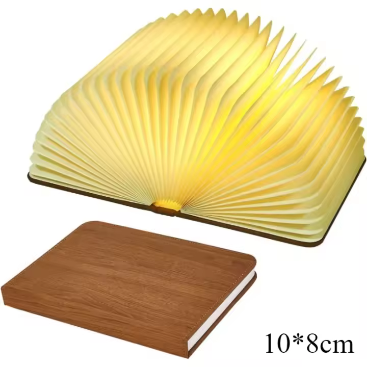 Lámpara De Mesa LED 3D Recargable Por USB Luz Nocturna De 3 Colores Plegable Creativa Con Imán Para Libros Iluminación Portátil - 1