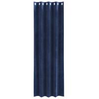 Cortinas opacas vidaXL con ojales 2 piezas de terciopelo azul oscuro - details 3