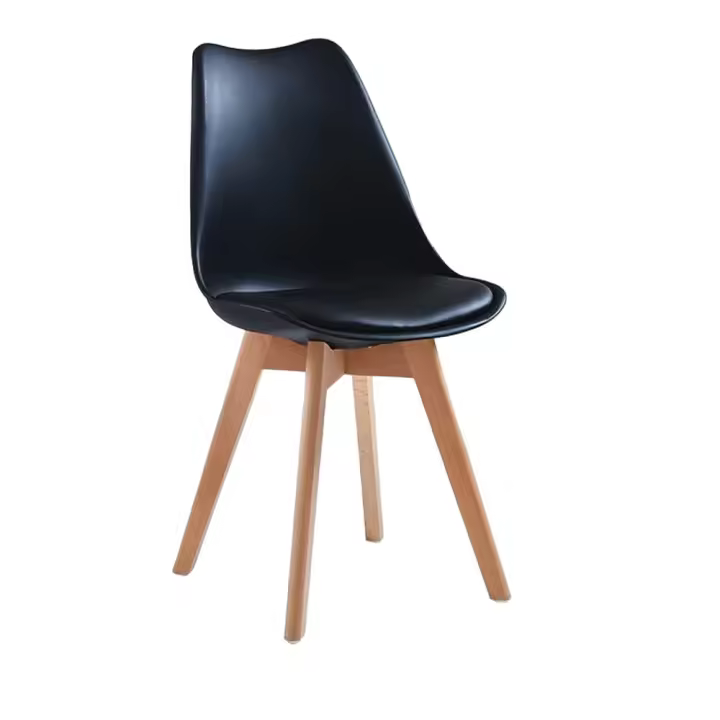 Juego de 6 sillas tulipán con patas de madera, mueble estilo nórdico medieval, con asiento acolchado de cuero sintético, para escritorio, comedor, dormitorio, balcón o restaurante BAR hosteleria, OFICINA Mesa de comedor nórdica cocina - 1