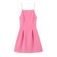 TFMLN Vestido Rosa Elegante Para Mujer Con Tirantes Finos Estilo Simple Verano A-Line Corto Para Fiesta Decoración Sin Adornos Cuello Abierto Sin Mangas - details 1
