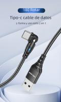 Cable Type C Rojo USLION 180 Grados Rotación 3A Carga Rápida Para Samsung Xiaomi Cable De Datos USB C Adaptador Cargador - details 0