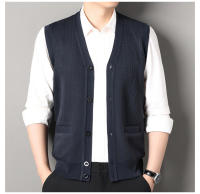 Chaqueta De Punto Para Hombre Otoño Invierno Chaqueta De Cuello V Sin Mangas Botones Estilo Casual Moda Knitted Cardigan - details 11