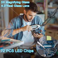 Lupa con luz LED 2 en 1, lámpara de escritorio con 3 modos de Color, regulable, sin escalonamiento, manos libres, 5X - details 1