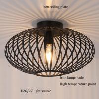 Luz de Techo Industrial Vintage de Metal Lámpara de Jaula E27 para Dormitorio Sala de Estar Café Entrada Pasillo 38cm Negro - details 4