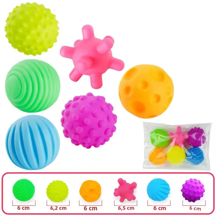 Juego De 6 Bolas Texturizadas Para Desarrollar Los Sentidos Táctiles Juguete Para Bebés Juguetes De Toque Y Mano Para Entrenamiento Y Masaje Bolas Suaves Para Niños Regalos - 1