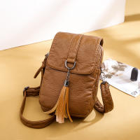 Bolso De Hombro De Cuero PU Con Borla Moda Para Mujer Bolsa Bandolera Casual Con Bolsillo Para Teléfono Móvil - details 15