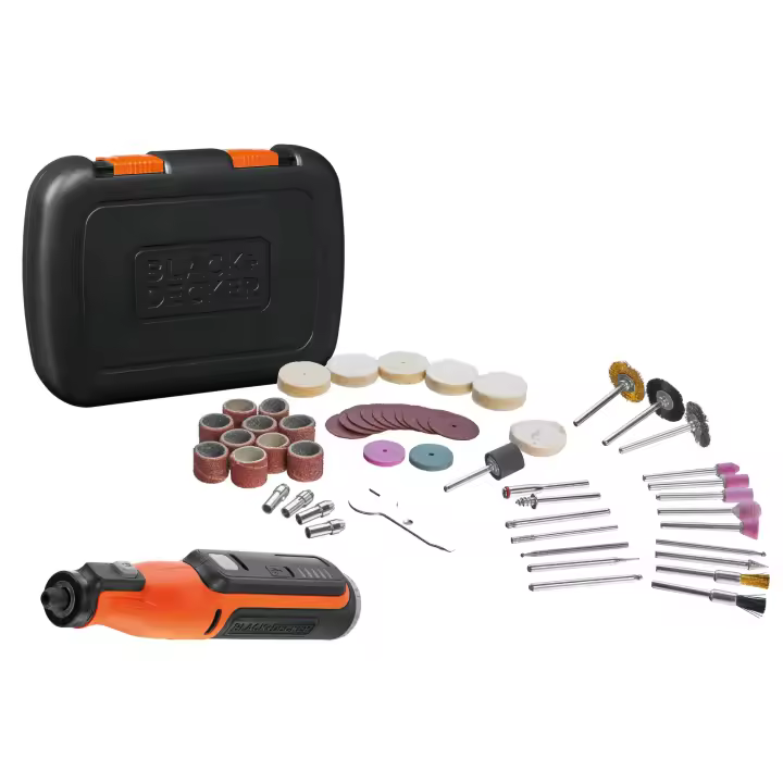 Black & Decker BCRT8IK-XJ - Multi-Herramienta Rotativa 7,2V con 53 Accesorios y Maletín - 1
