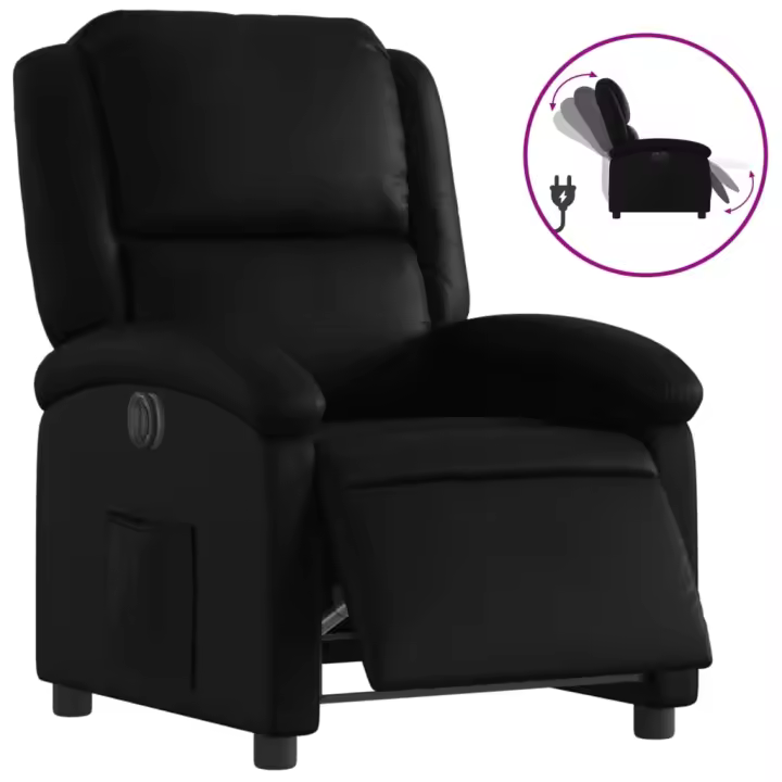 vidaXL Sillón reclinable eléctrico de cuero sintético Negro, Crema, Gris Sillon Dormitorio Sillon Comodos Silla Relax Sillón Sofá - 1