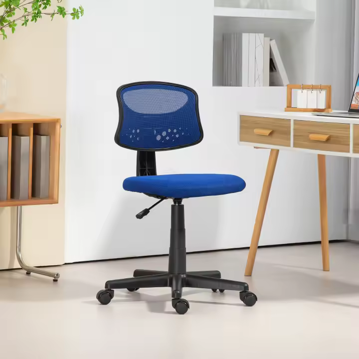 HOMCOM Silla de Oficina sin Brazos Silla de Escritorio Giratoria con Respaldo de Malla Transpirable Altura Ajustable Silla de Despacho Carga 120 kg - 1