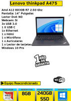 Ordenador Portátil Lenovo thinkpad A475  amd a12-8830B R7 8gb Ram 240 gb ssd windows 10 - details 0