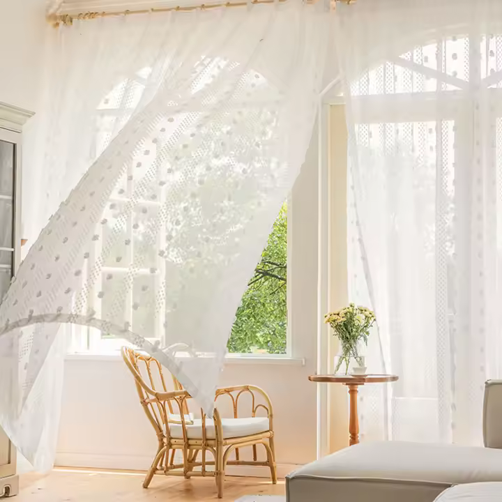 Cortinas Blancas Voile Transparentes Para Sala De Estar Con Borlas Rod Pocket Decoración De Boda Y Fiesta Valsan Puerta Panel De Malla - 1