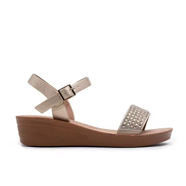 Sandalias de Cuña con Diamantes, con Detalles Brillantes y Hebilla, Verano Para Mujer, Zapatos de Playa y Vacaciones - 1