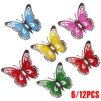 6/12 Pcs Arte De Mariposa Metálica Para Pared Decoración De Jardín Huertas Interno Externo Escultura De Mariposa Para Murallas Vallas - details 0