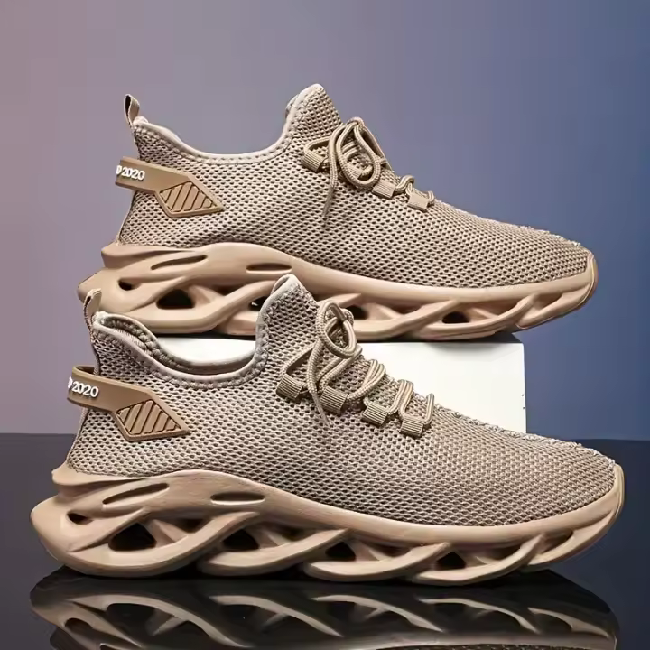 Zapatos De Correr Para Hombre Y Mujer Casual Negro Malla Transpirable Absorbedor De Choque Ligero Tenis Deportivos Outdoor Marrón - 1