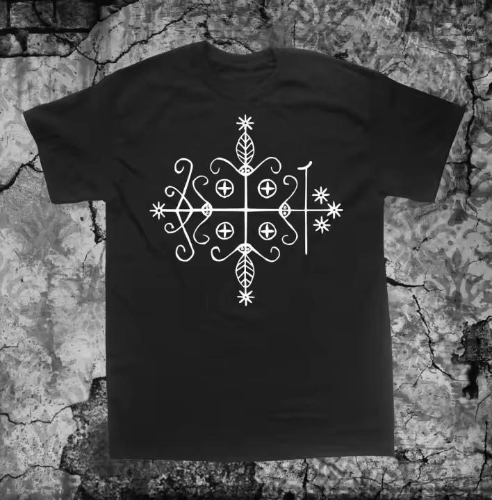 Camisa Papa Legba Voodoo Veve Para Hombre Talla Grande Estilo Gótico Oculto Con Cabeza De Cabra Satánica Y Calavera De Mendes - 1