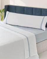 Juego de Sábanas 100% Algodón, Percal Peinado 200 Hilos, Color Blanco-Azul, Vidal Home - details 0