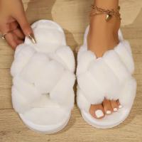 Zapatillas De Interior Para Mujer Con Estilo Cruzado Y Peluche Antideslizantes Cómodas Para Todas Las Estaciones Talla Verdadera - details 5