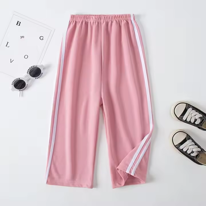 Pantalones Anchos De Verano Para Niños Y Niñas Pantalones Deportivos De Color Cómodos Y Transpirables Con Cintura Media - 1