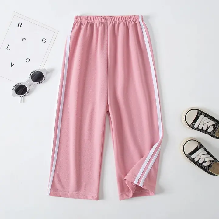 Pantalones Anchos De Verano Para Niños Y Niñas Pantalones Deportivos De Color Cómodos Y Transpirables Con Cintura Media - 1