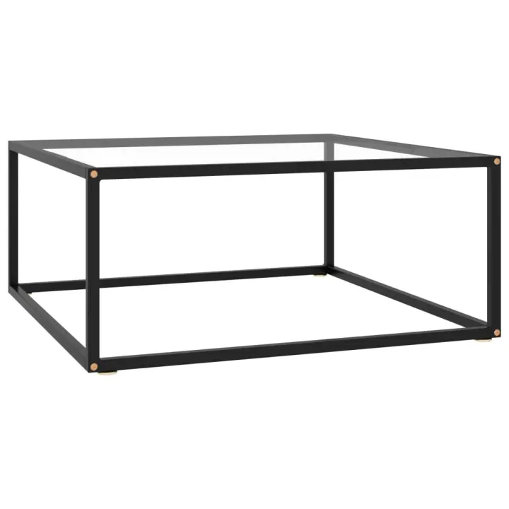 vidaXL Mesa de centro negra con vidrio templado 80x80x35 cm - 1