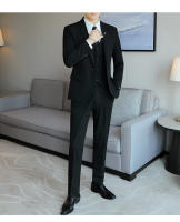 Traje De Tres Piezas Para Hombre De Color Sólido Tendencia Business Con Chaleco Y Pantalones Alta Calidad Conjunto De Moda Para Bodas O Eventos Formales - details 12