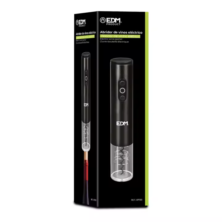 sacacorchos eléctrico para botellas de vino 4xaa (no incluidas) edm - 1