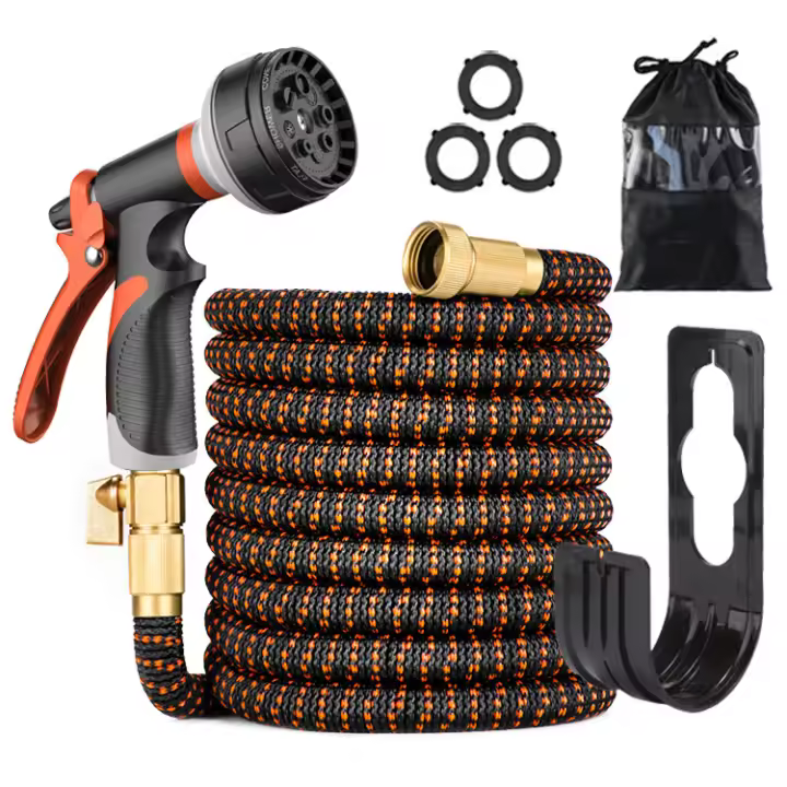 ZVD Manguera Jardin - Manguera Extensible con 10 Boquillas de Patrón de Pulverización Conector de Latón Tela 3300D Manguera de Alta Resistencia con Núcleo de Látex de 3 capas 15M/50FT - 1